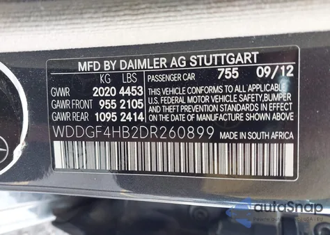 2013 Mercedes-Benz C 250 Luxury/Sport from USA, damaged, VIN WDDGF4HB2DR260899